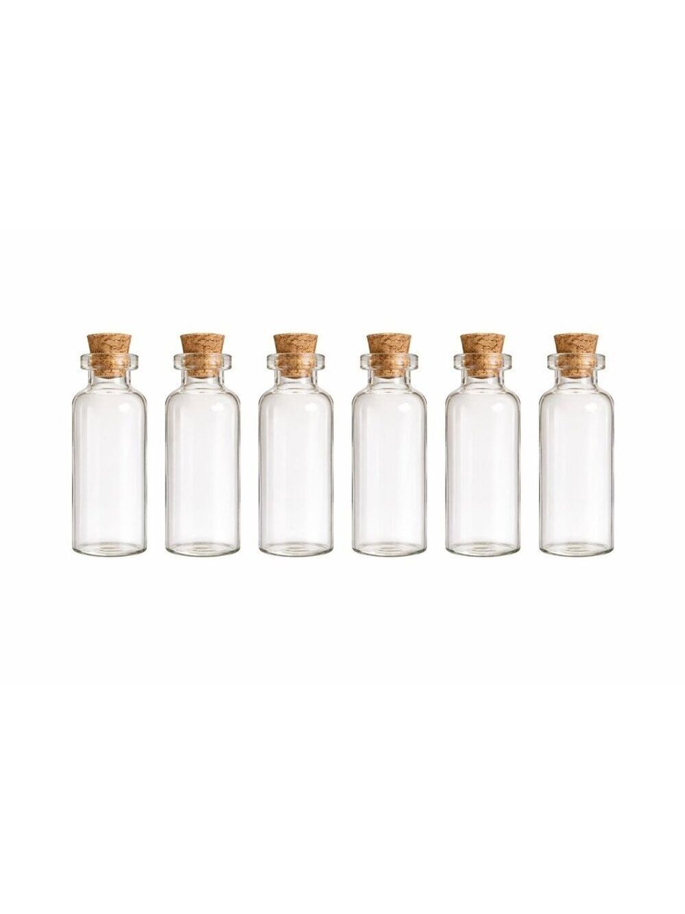 Set of 6 Mini Clear Glass Bottles with Corks Small Glass Vials 2.5 Inch Craft St